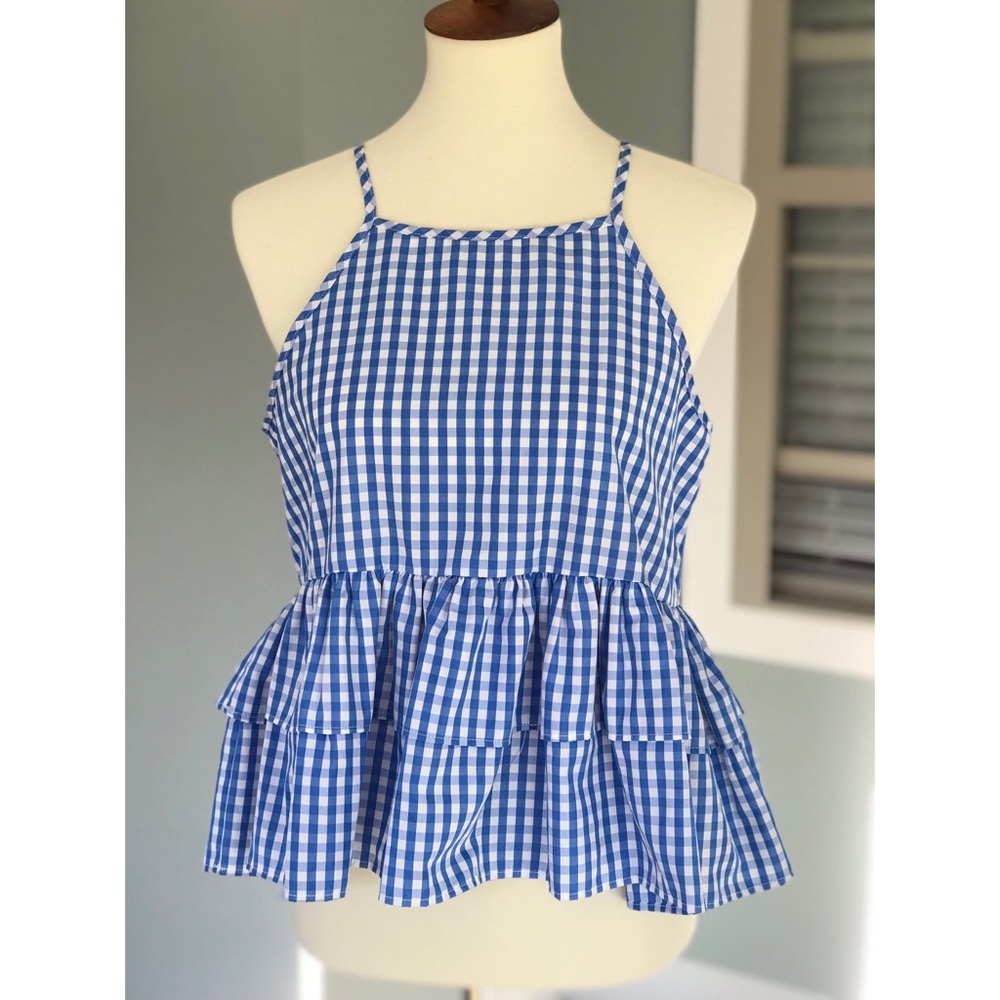 NWT - Gingham Peplum - Royal